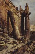 Gustav Bauernfeind Temple Ruins of Baalbek oil